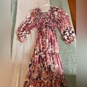 Chic Floral Maxi Dress in Pink and Purple